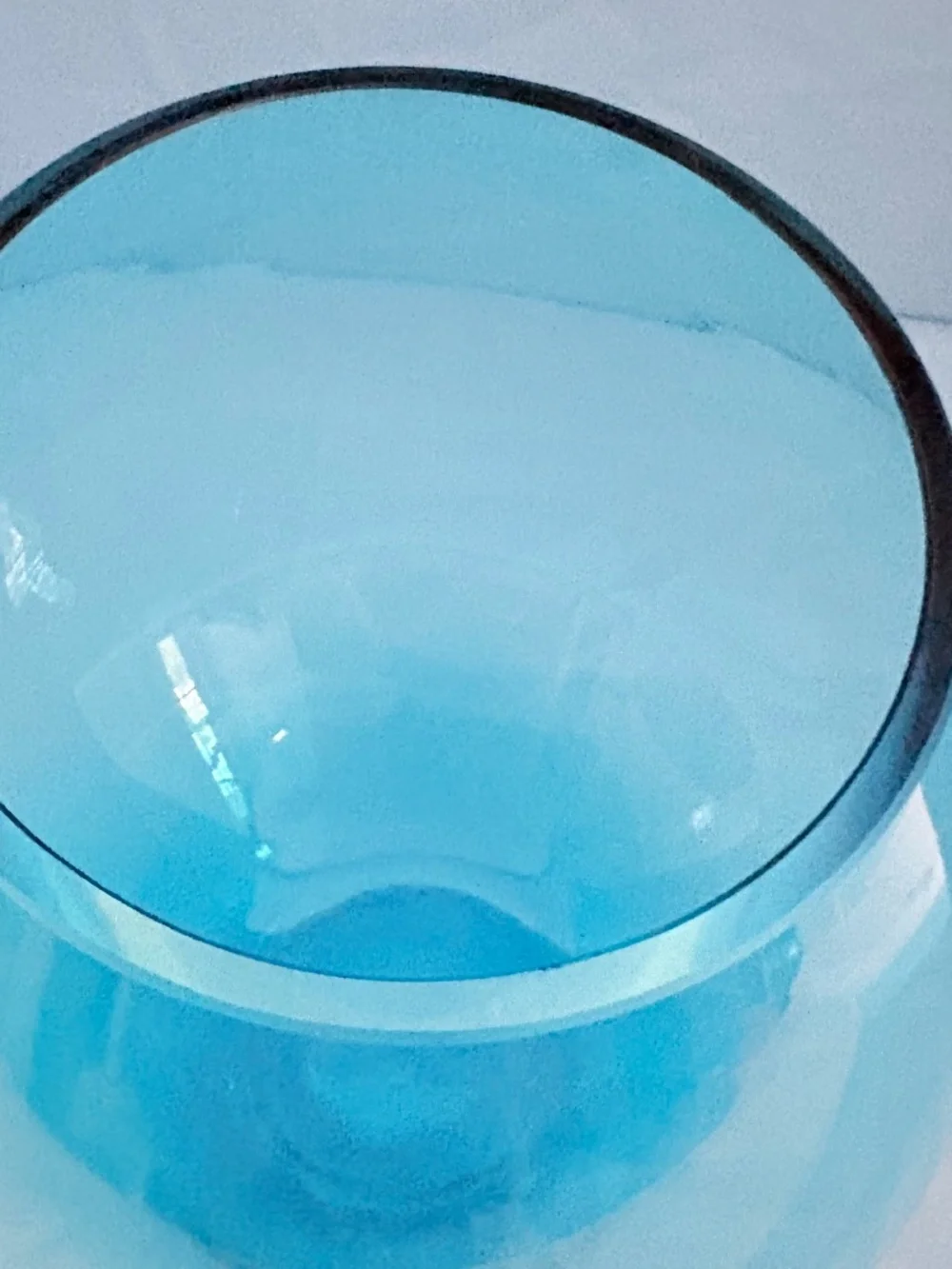 LSA International Peacock Blue Blown Glass Vase Slanted Rim made in Poland 8